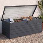 Coffre de rangement en métal verrouillable gris anthracite pour jardin 600 L 165x70x63 cm