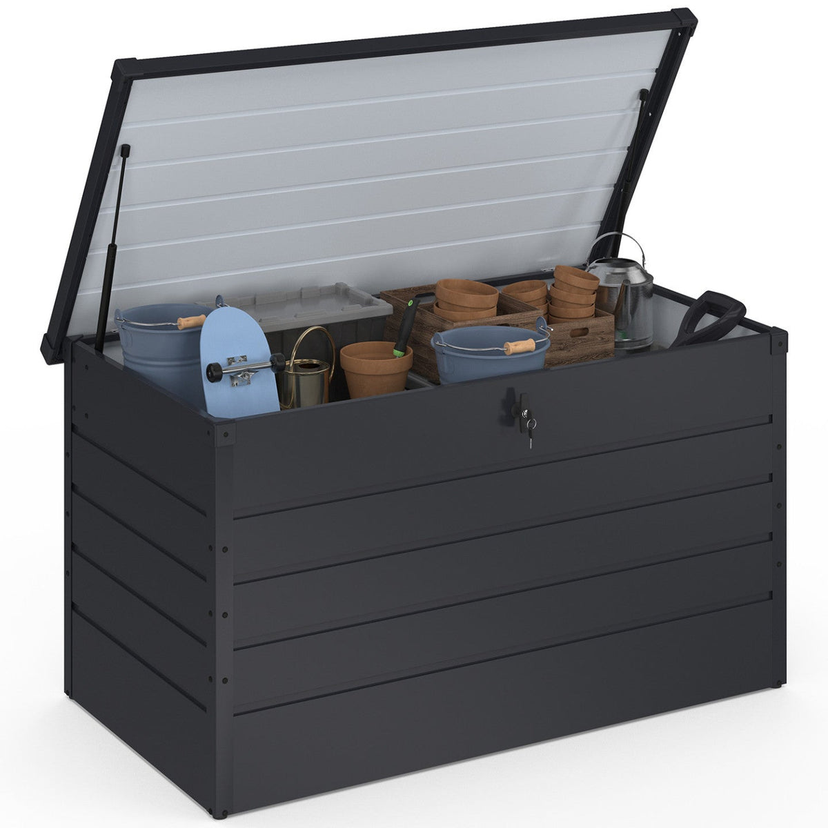 Coffre de rangement de jardin verrouillable en métal gris anthracite 810 L