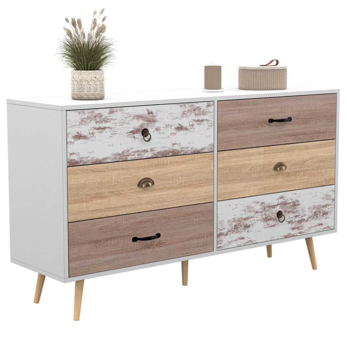 Commode 6 tiroirs BAHIA XXL 140 cm style scandinave