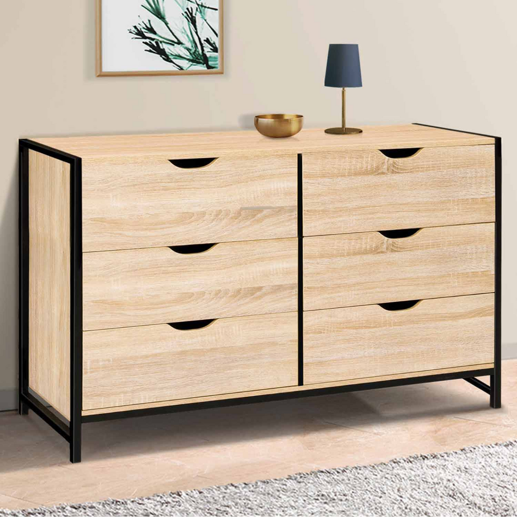 Commode 6 tiroirs DETROIT XXL 140 cm style industriel