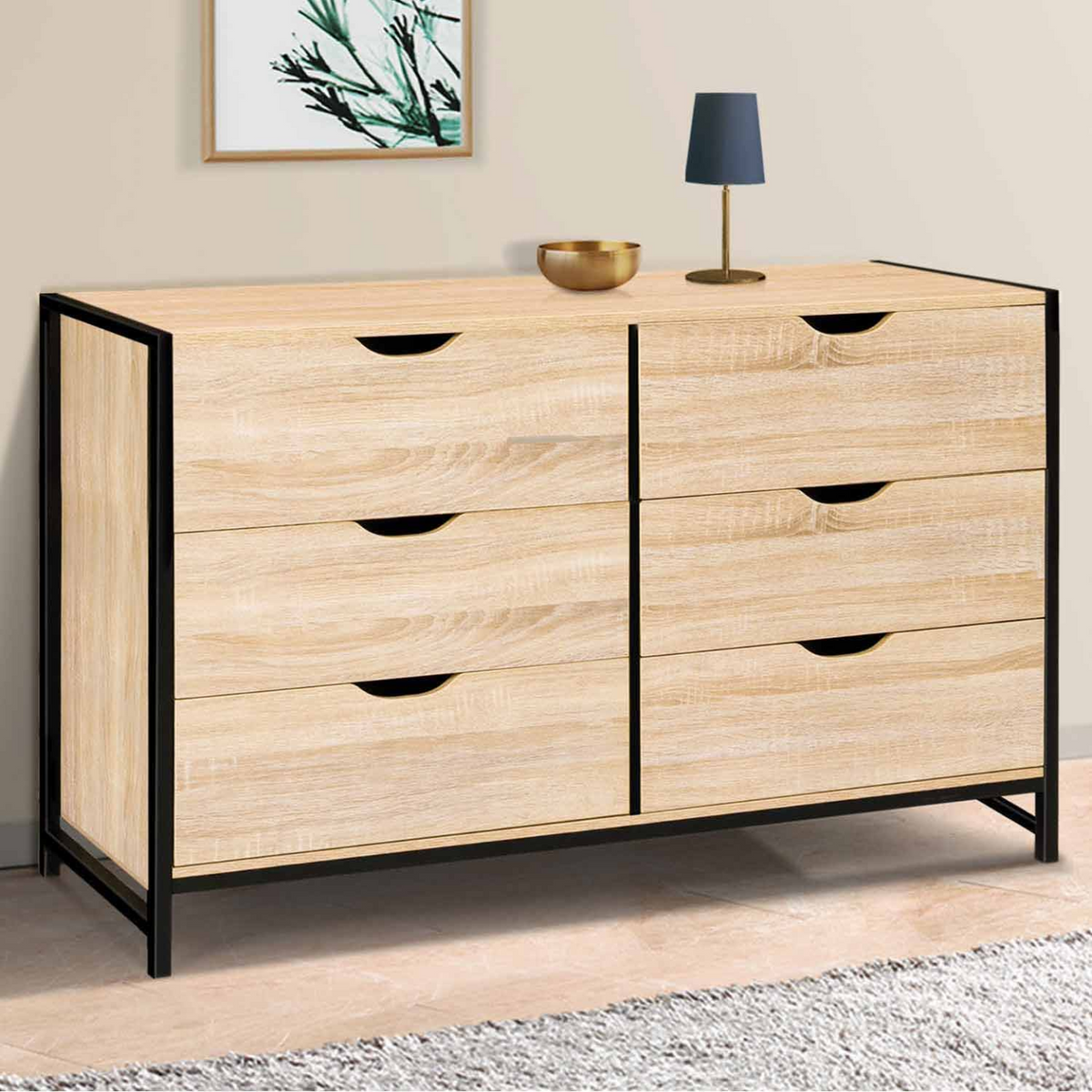 Commode 6 tiroirs DETROIT XXL 140 cm style industriel