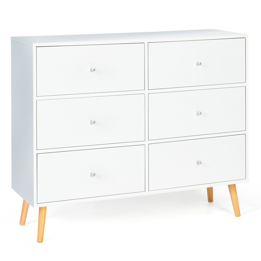Commode 6 tiroirs scandinave EMMIE 110 cm blanc