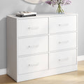 Commode 6 tiroirs en tissu UPPAH 80 cm meuble de rangement bois blanc
