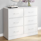 Commode 6 tiroirs en tissu UPPAH 80 cm meuble de rangement bois blanc