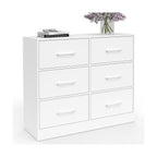 Commode 6 tiroirs en tissu UPPAH 80 cm meuble de rangement bois blanc