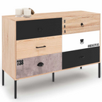 Commode 6 tiroirs SACRAMENTO 115 cm au design industriel dépareillé