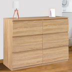 Commode 6 tiroirs TOMI 110 cm décor hêtre