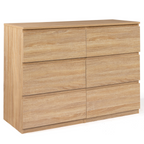 Commode 6 tiroirs TOMI 110 cm décor hêtre
