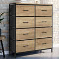 Commode 8 tiroirs en tissu UTAH 80 cm meuble de rangement design industriel