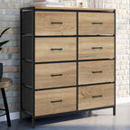 Commode 8 tiroirs en tissu UTAH 80 cm meuble de rangement design industriel