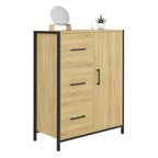 Commode de rangement salle de bain DETROIT 3 tiroirs 1 placard design industriel