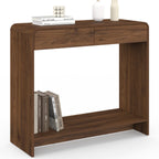 Console 2 tiroirs CAPUCINE effet noyer design arrondi