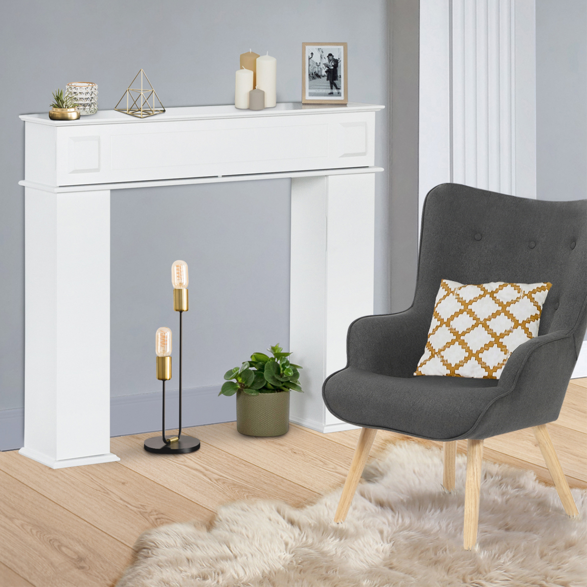 Console de cheminée décorative avec rangements