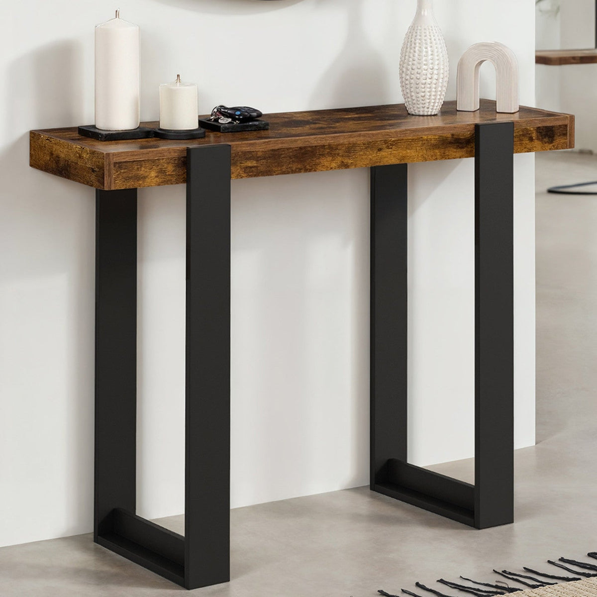 Console PHOENIX aspect bois vieilli et noir