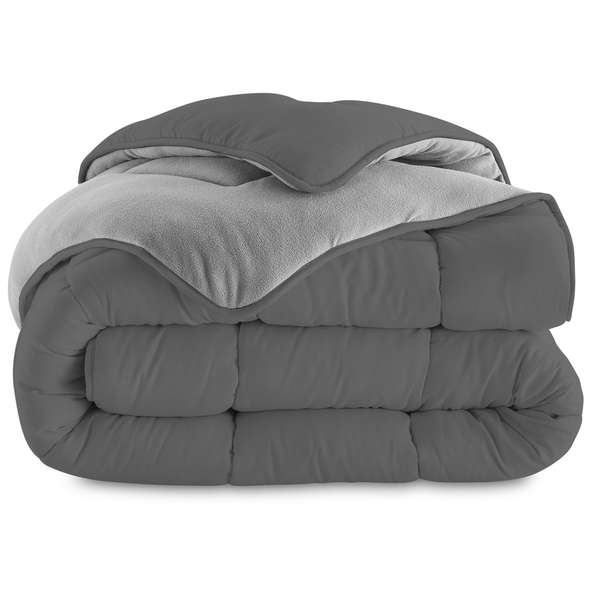 Couette 140x200 cm ZOE polaire double face gris clair et gris 400 g