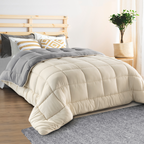 Couette 140x200 cm ZOE polaire double face gris et crème 400 g