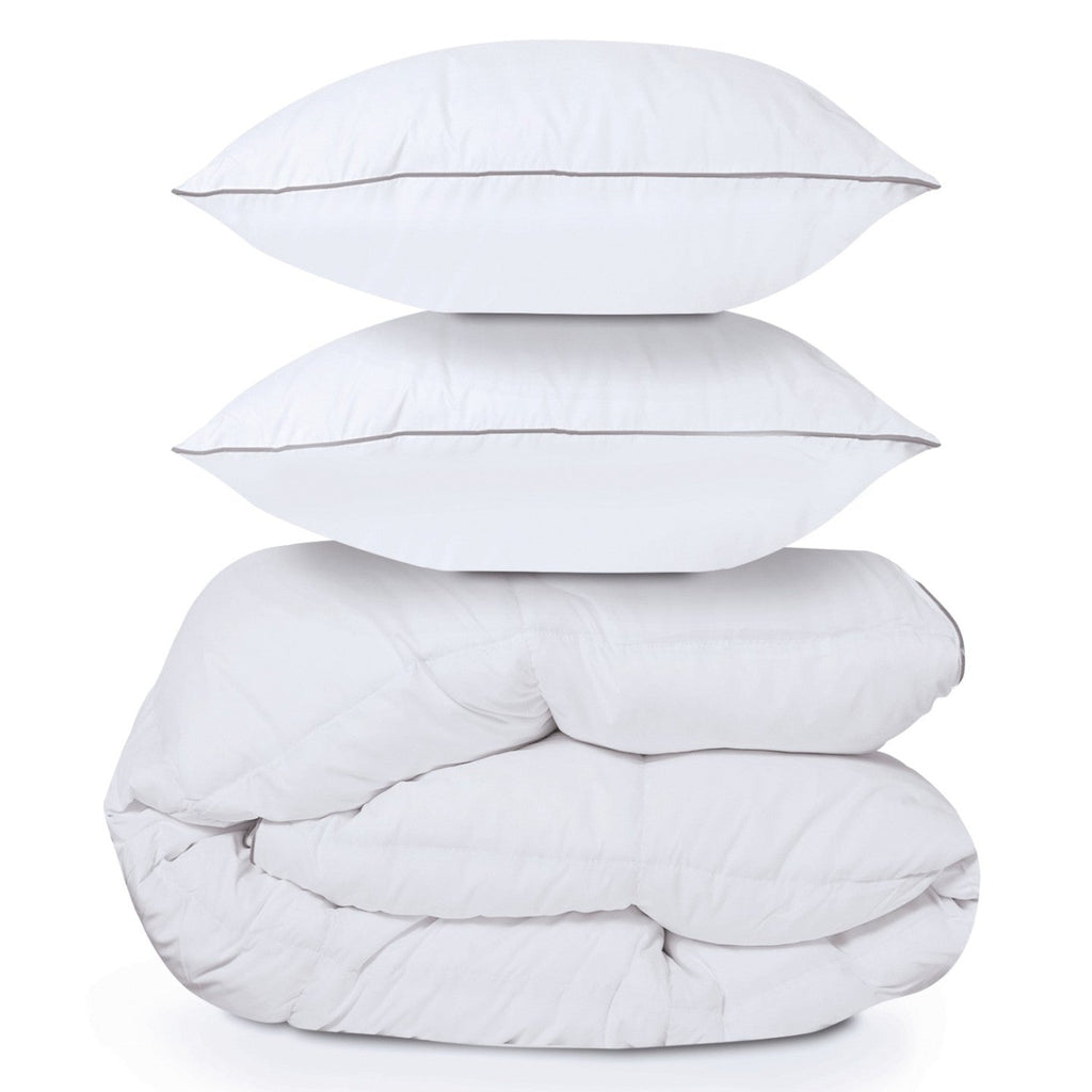 Couette 220x240 CM AELA en plumes d'oie anti-acarien 500 g + 2 oreillers