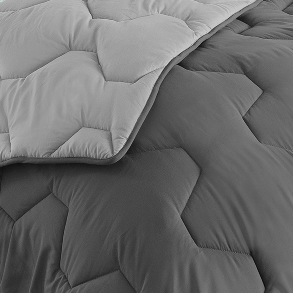 Couette bicolore ABBY 220x240 cm, gris clair et gris, 300 g/m²
