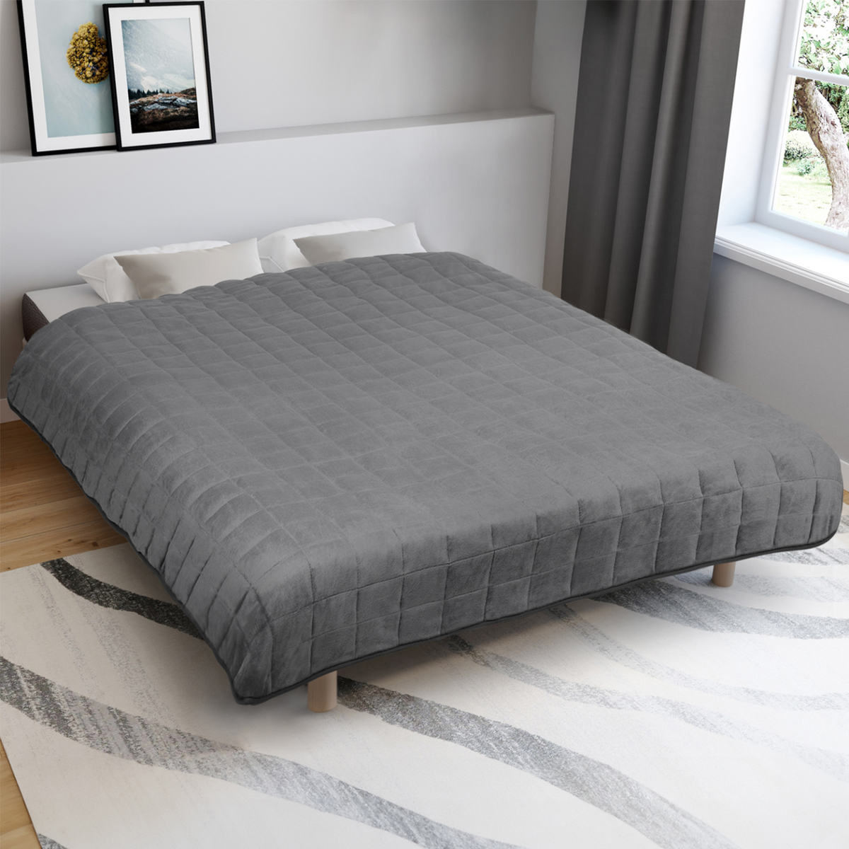 Couverture lestée 150x200 cm CELESTE bicolore gris clair et gris 7 kg
