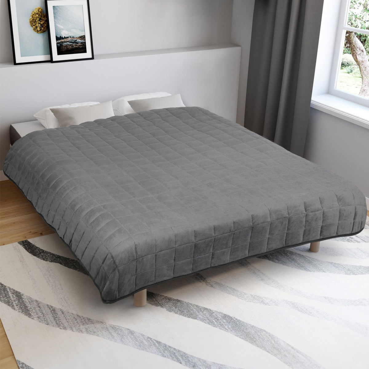 Couverture lestée 150x200 CM CÉLESTE bicolore gris clair et gris 9 kg