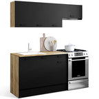Cuisine complète 180 cm SUBTIL avec plan de travail 5 éléments bois et noir