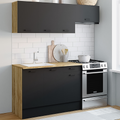 Cuisine complète 180 cm SUBTIL avec plan de travail 5 éléments bois et noir