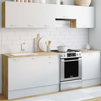 Cuisine complète 240 cm SUBTIL avec plan de travail 7 éléments bois et blanc