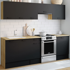 Cuisine complète 240 cm SUBTIL avec plan de travail 7 éléments bois et noir