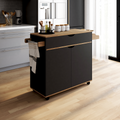 Desserte de cuisine COSY XXL avec placard, tiroir noir et plateaux aspect hêtre L. 90 cm