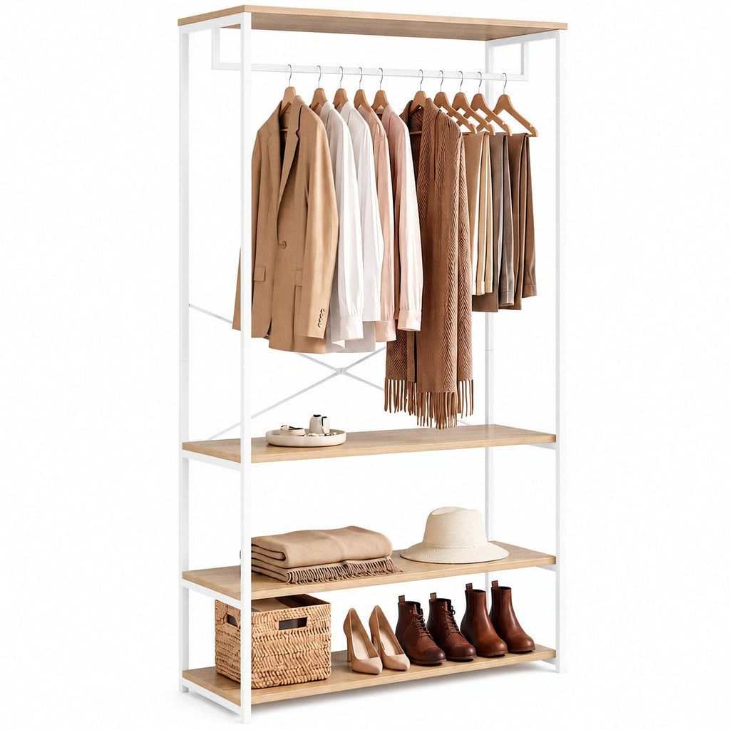 Dressing large L. 100 cm DETROIT design industriel bois et métal blanc