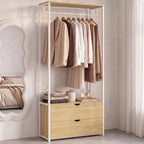 Armoire dressing 2 tiroirs L. 80 cm DETROIT design industriel bois et métal blanc