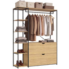 Dressing penderie avec étagères L. 113 cm DETROIT 2 tiroirs design industriel