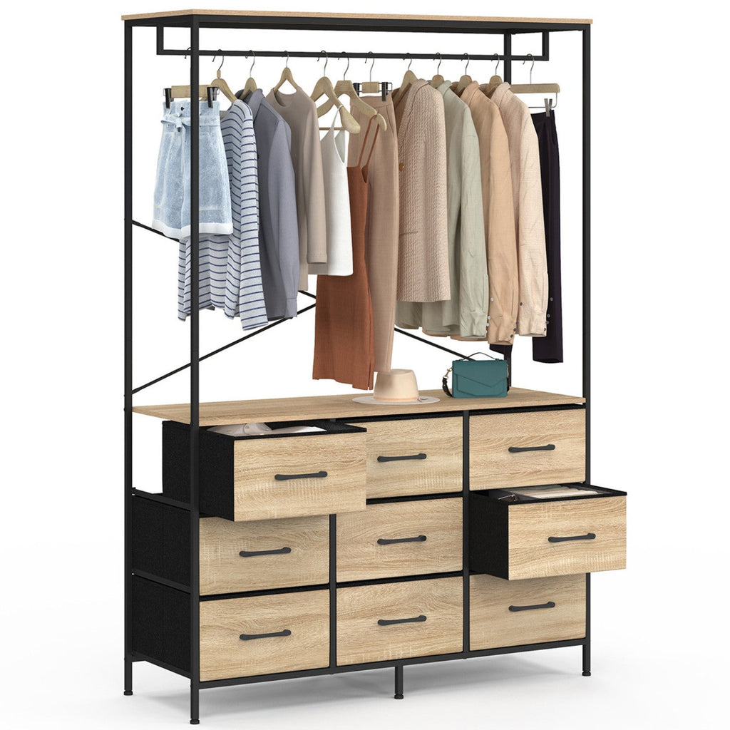 Penderie dressing UTAH L. 113 cm avec 9 bacs en tissu bois et noir