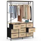 Penderie dressing UTAH L. 113 cm avec 9 bacs en tissu bois et noir