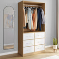 Armoire-penderie L. 80 cm UPPAH avec 6 tiroirs effet hêtre et blanc