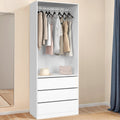Armoire dressing TAYLOR 80 x 55 x 200 cm, 1 module avec penderie + 3 tiroirs, blanc