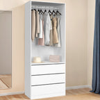 Armoire dressing TAYLOR 80 x 55 x 200 cm, 1 module avec penderie + 3 tiroirs, blanc