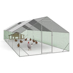 Poulailler enclos 24 m² parc grillagé 8x3 m acier galvanisé