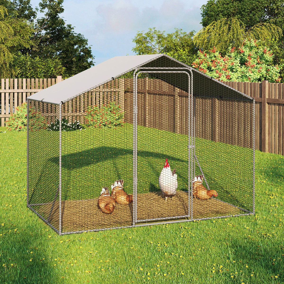 Enclos pour poulailler 3 m² parc grillagé 2,20 x 1,4 m en acier galvanisé