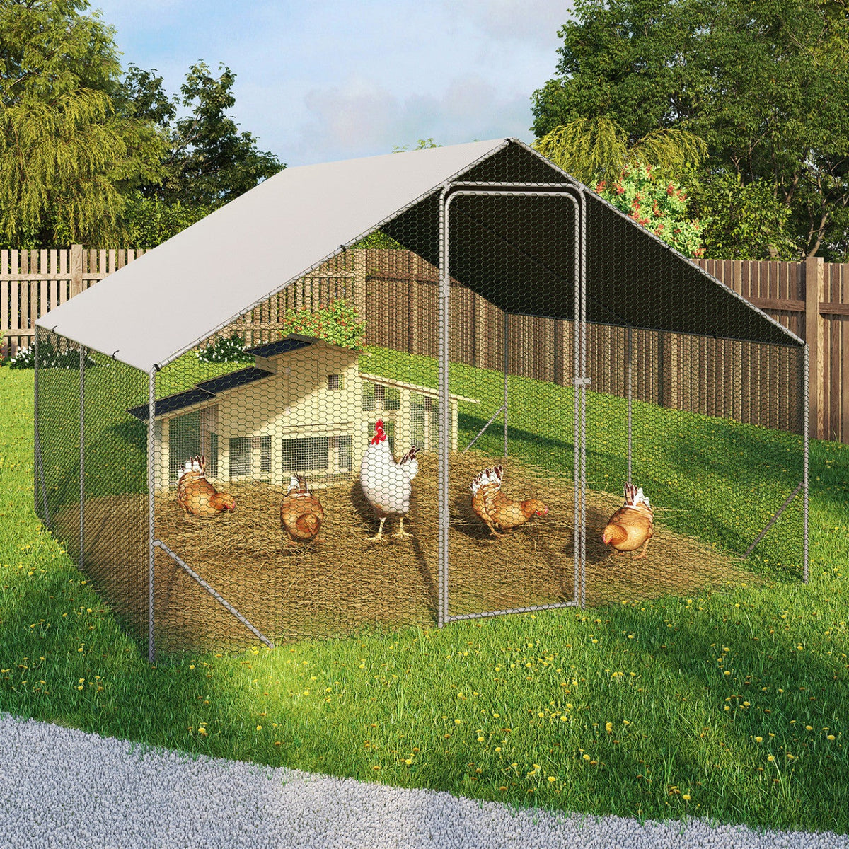Enclos poulailler 9 m² parc grillagé 3x3 m acier galvanisé