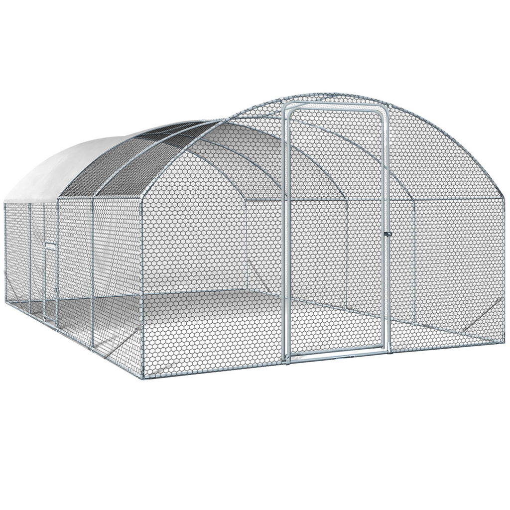 Enclos poulailler dôme 15 m² parc grillagé 3x5 m avec porte latérale