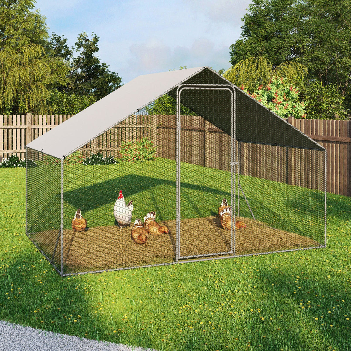 Enclos poulailler 6 m² parc grillagé 3x2 m acier galvanisé