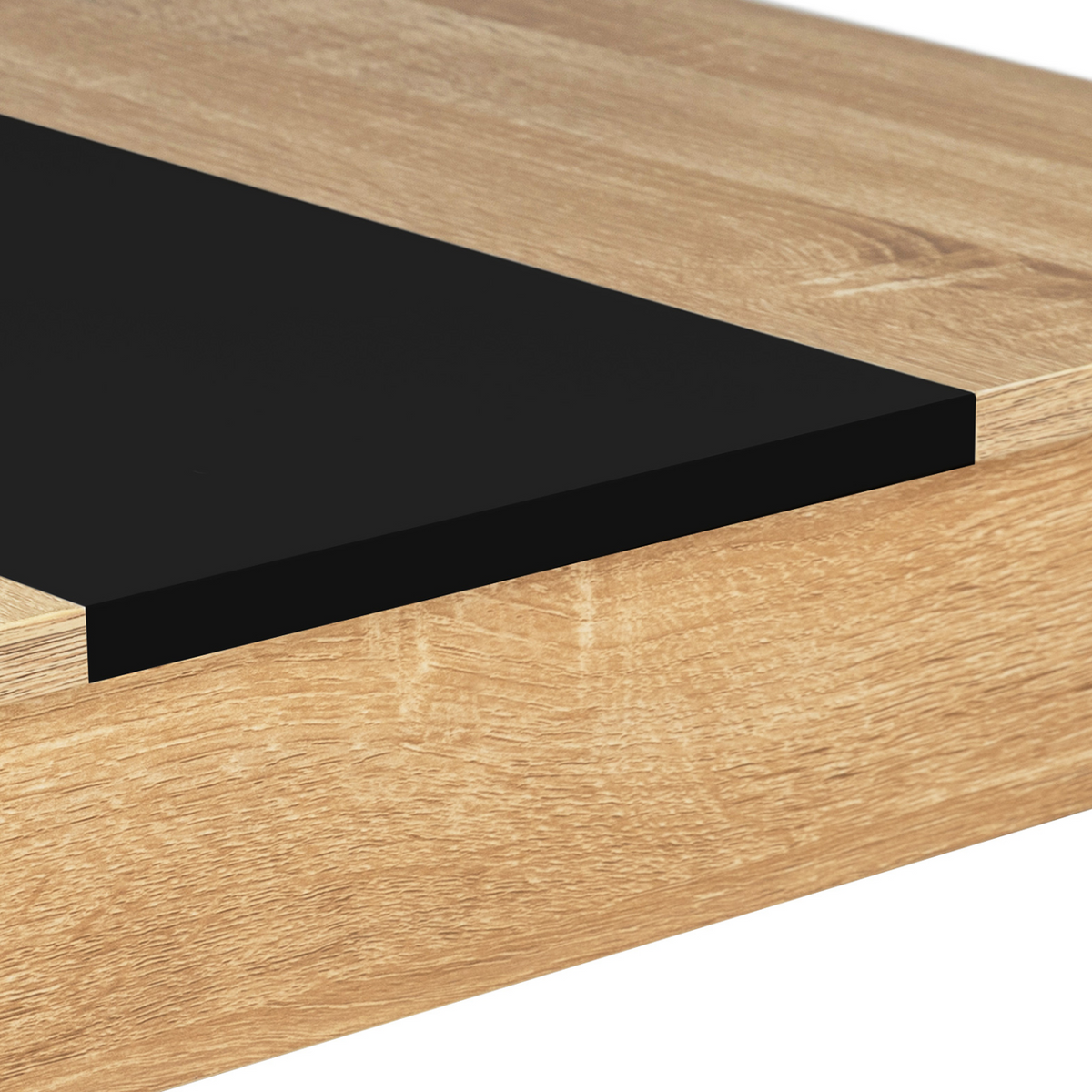 Ensemble table à manger ROZY et 2 bancs pour 4 personnes, aspect hêtre et noir, 110 cm