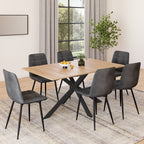 Ensemble table à manger rectangulaire ALIX 160 cm bois et noir et 6 chaises MILA en velours gris foncé