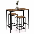 Ensemble table haute de bar DAYTON 95 cm et 2 tabourets effet vieilli style industriel