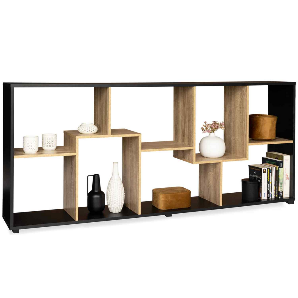Étagère à double position TANIA bois noir et imitation hêtre L.161 cm