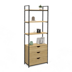 Étagère bibliothèque 4 niveaux avec 3 tiroirs DETROIT design industriel 170 cm