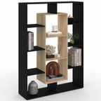 Étagère bibliothèque COLETTE avec 11 compartiments noir et effet bois 143 cm