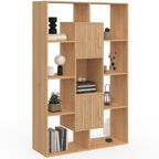 Étagère bibliothèque COLETTE avec 11 compartiments et 2 cases JULIETTE effet lattes 143 cm