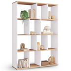 Étagère bibliothèque JENA 4 niveaux blanc et effet bois 143 cm